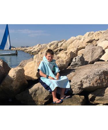 Team Magnus Kids Poncho Towel - Light Blue - One Size (4'-5'6) - Bathrobe for Kids - Buy Online on GoSupps.com