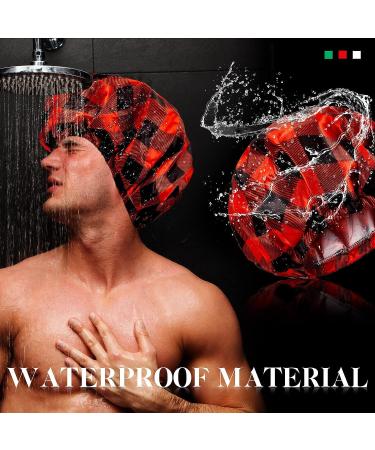 Waterproof Reusable Shower Cap for Men with Dreadlocks, Braids, Curls - 3 Colors (Plaid Pattern) - Buy Online on GoSupps.com