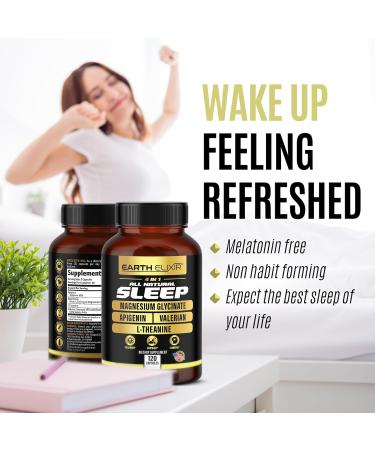 Earth Elixir 4-in-1 Sleep Aid (120 Caps) w/Apigenin 50mg Magnesium Glycinate 200mg L Theanine 200mg & Valerian Root for Sleep Aid 300mg | Apigenin Supplement for Sleep | Sleeping Pills - Buy Online on GoSupps.com