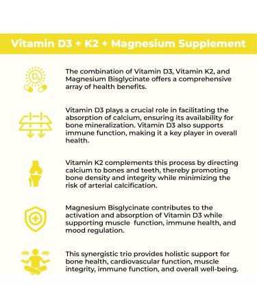 HerbaMe Vitamin D3 5000 IU + K2 with Magnesium Bisglycinate for Max Absorption | 90 Capsules | Immune Support | Promotes Heart, Bone and Muscle Health - Buy Online on GoSupps.com