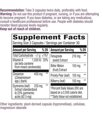 Nature's Way Blood Sugar Support with Gymnema â€“ 90 Capsules for Healthy Glucose Levels - Buy Online on GoSupps.com