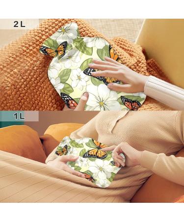Butterfly Floral Hot Water Bottle 2L - BPA Free Large Hot Water Bag for Pain Relief | International Shipping - Buy Online on GoSupps.com