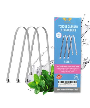 TONGUE CLEANER PACK OF 3 STEEL. TONGUE SCRAPER STOP BAD BREATHE LIMPIADOR DE LENGUAY ORAL CARE FOR ADULT