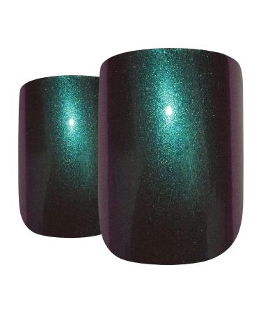 Shop False Nails Bling Art Green Purple Chameleon French Squoval - 24 Stunning Fake Tips for Perfect Nail Art - Buy Online on GoSupps.com