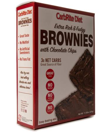 Universal Nutrition CarbRite Diet Extra Rich Fudgy Brownies with Chocolate Chips - 11.43 oz | Low Carb Treats - Buy Online on GoSupps.com
