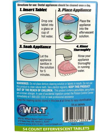 Instant Smile Retainers - Mint Flavored Effervescent Denture Cleaning Tablets - 54 Count | International Shipping Available - Buy Online on GoSupps.com