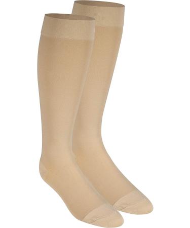 NuVein Medical Compression Stockings 15-20 mmHg Support for Women & Men | Knee Length Closed Toe | Beige Medium | Effective Leg Support - Buy Online on GoSupps.com