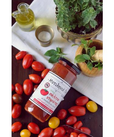 Mitilinia Gi | Handmade Greek Tomato Sauce with Basil Oregano and Extra Virgin Olive Oil | 2 x 480g | Preservative Free - Gluten Free & Vegan. - Buy Online on GoSupps.com