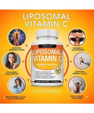Liposomal Vitamin C 2100mg | High Absorption Fat-Soluble VIT C | Immune Support & Collagen Booster | Antioxidant with MCT Oil & Sunflower Lecithin | Vegan & Non-GMO - Buy Online on GoSupps.com