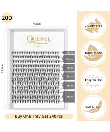 Individual False Eyelashes - 240stk 20D 0.07D Curl Mix 8-14mm - Reusable DIY Cluster Lashes for Stunning Eye Makeup - Buy Online on GoSupps.com