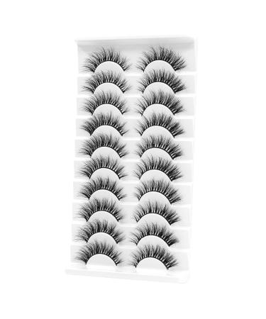 6D Fluffy False Eyelashes - 10 Pairs Natural Cat-Eye Faux Mink Lashes | Thick Soft & Reusable | New Makeup by Happy Heartbeat (ID9) - Buy Online on GoSupps.com