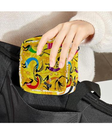Women's Large Capacity Storage Bag for Menstrual Cups & Makeup - Travel Organizer with African Dancing Figures - Buy Online on GoSupps.com