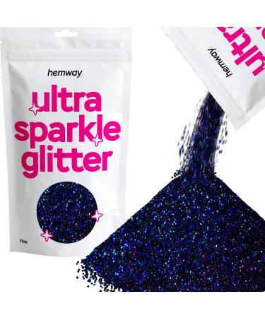 Hemway Fine Black Holographic Glitter 100g 3.5oz Cosmetic Safe 1/64" 0.015" 0.4mm Black Holographic Fine - 100g - Buy Online on GoSupps.com