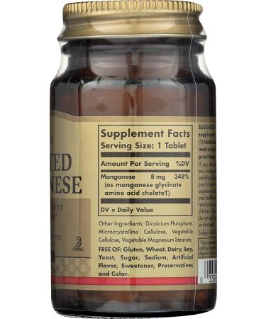 Solgar Chelated Manganese 100 Tablets - Advanced Mineral Formula for Bone Health - Buy Online on GoSupps.com