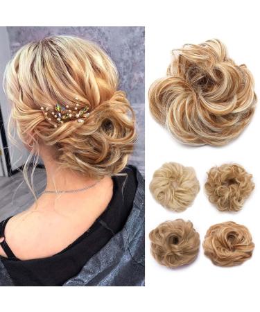 Tess Hair Part Dutt Blond Mix Hair tie Wavy Wavy Small hairstyles updos.