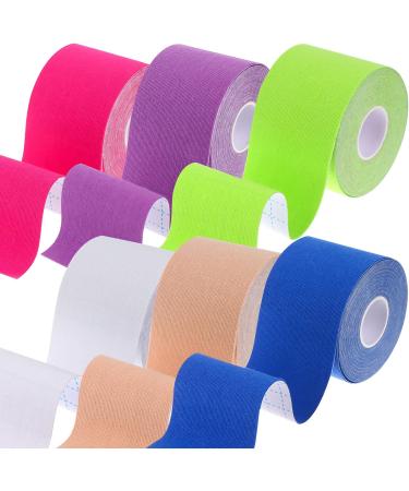 craftshou 6 Rolls Kinesiology Tape Waterproof Athletic Tape Breathable Elastic Sports Physio Tape for Muscle Elbow Knee Shoulder Ankle Pain Relief White - Buy Online on GoSupps.com