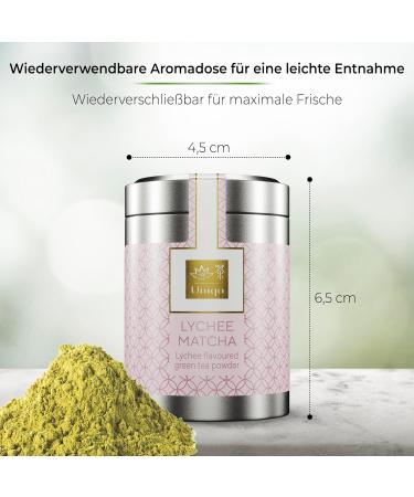 Tea Uniqo Litchi Matcha Powder - Premium Matcha Latte & Smoothie Ingredient - No Artificial Dyes - Perfect for Bubble Tea & Ice Cream - Buy Online on GoSupps.com