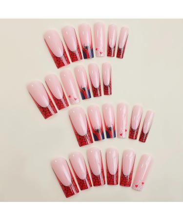 Buy BABALAL Square Press On Nails - 24Pcs Red French Spider Design Halloween Acrylic Nails for Women & Girls | Long Fake Nails | Squoval Manicure - Buy Online on GoSupps.com
