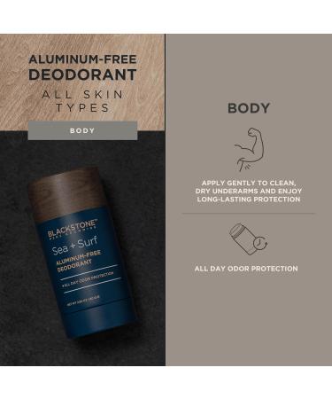 Blackstone Men's Grooming Aluminum-Free Deodorant - All Day Odor Protection | Long Lasting Protection - Sea & Surf (2.82 oz) Sea+Surf - Buy Online on GoSupps.com