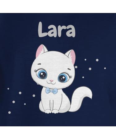 Personalized Gift T-Shirt for Girls - Cute Cat Motif by Shirtracer - Dark Blue - Perfect Custom Apparel - Buy Online on GoSupps.com