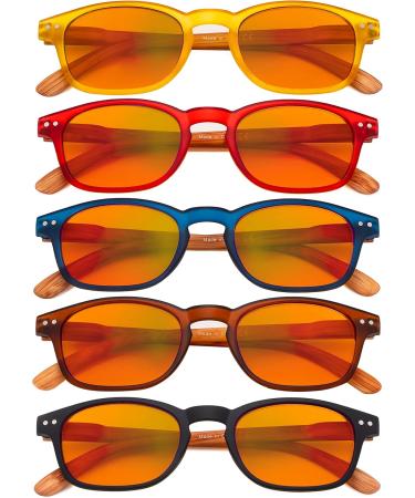 Eyekepper Blue Light Blocking Readers 5 Pack Bamboo Wood Design Orange Tinted Lenses +1.50 Strength - Buy Online on GoSupps.com