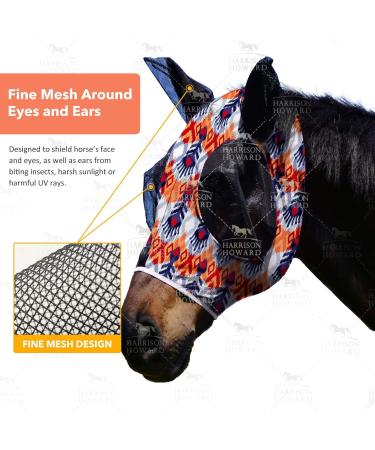 Harrison Howard Large Fly Mask - Super Comfort UV Protection & Breathability for Horses - Buy Online on GoSupps.com