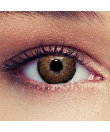 2 brown contact lenses "Dimension Hazel" Haselnut -brown color contact lenses Three monthly lenses + free container with strength -4.75 -4.75 diopters 8.7 millimeters 14.20 millimeters 2.0