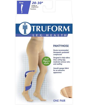 Truform Plus Size Compression Pantyhose 20-30 mmHg Support Tights - Beige X-Tall - Buy Online on GoSupps.com