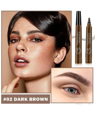 2PCS Waterproof Eyebrow Microblading Pen with 4 Micro-Fork Tips - Dark Brown - Buy Online on GoSupps.com