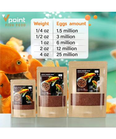 Vpoint Brine Shrimp Eggs - 90% Hatch Rate Artemia Cysts - 1 Ounce Pack - Premium Live Fish Food for Freshwater & Saltwater Fish Fry - Buy Online on GoSupps.com