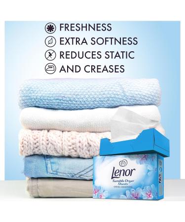 Lenor 6 x 34 pack Tumble Dryer Sheets With Welari Thank You Card Fresh Laundry Fragrance Spring Blue Clothes Washing Scent (204sheets) - Buy Online on GoSupps.com