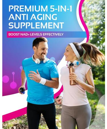 NR + Resveratrol Supplement - Increase NAD, DNA & Cellular Health, Longevity, Vitality. 5-in-1 Anti Aging Formula w/ Nicotinamide Riboside, Trans Resveratrol, Vitamin C, Grape Seed, Pine Bark Original - Buy Online on GoSupps.com