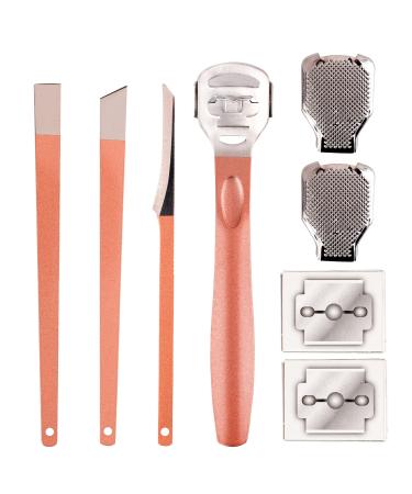 Gydandir 26 Pieces Pedicure Callus Shaver Sets  Including 1 Callus Shaver  2 Foot File Heads  20 Replacement Blades and 3 Hard Skin Remover Scraper Pedicure Tool for Hand Feet(Rose Gold)