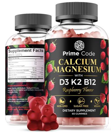 Calcium Gummies for Women & Men with Magnesium Vitamin B12 Vitamin K2 & Vitamin D3 | Calcium Supplement for Adults 100mg Magnesium Supplement for Adults 50mg | Vegan | Non-GMO