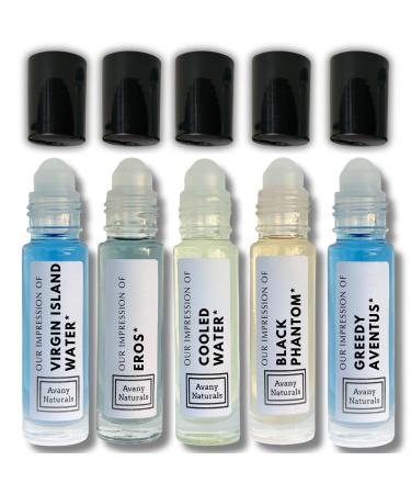 Mens Cologne Sampler Sets - Travel Size Perfume Scented Body Oil Alt Fragrances Replicant Perfume Roll on Mini Perfume Bottle for Man 5 pc (Fresh Vibes)