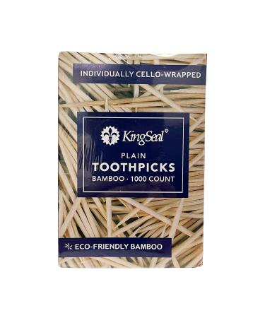 KingSeal Bamboo Toothpicks, Individually Cello Wrapped, Plain, Unflavored, 2.5 Inch Length - 4 Boxes of 1000 (4,000 Count) 4000