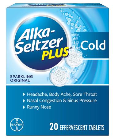 Alka-Seltzer Plus Cold Formula Effervescent Tablets Sparkling Original - 20 ct