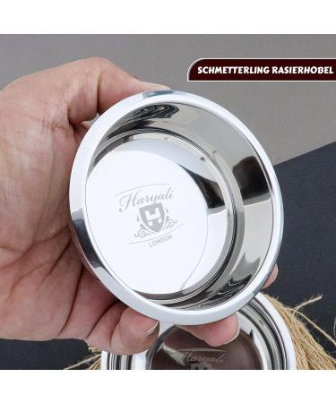 Haryali London Vegan Shaving Brush Set - Stainless Steel Bowl Wood & Metal Razor Shaving Soap - Eco-Friendly Grooming Essentials - Buy Online on GoSupps.com