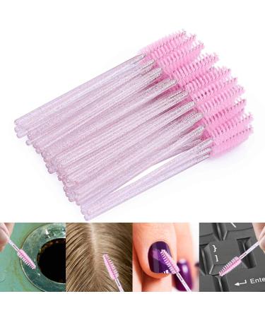 Tbestmax 100 Disposable Eyelash Brush Mascara Wands Spoolies - Pink | for Eye Lashes Extension, Eyebrow & Makeup - Buy Online on GoSupps.com