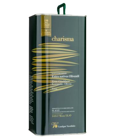 Premium olive oil Charisma 5 liters extra virgin acidity below 0.4% single variety cold pressed Vassilakis olive oil from Crete