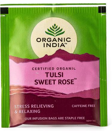  ORGANIC INDIA ORGANIC INDIA HEALTHY CONSCIOUS LIVING Tulsi Sweet Rose Tea Bags 125 Tea Bags Pack of 5 - Buy Online on GoSupps.com