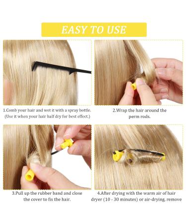 60 Yellow Permanent Hair Rods - Non-Slip Plastic Cold Wave Rollers with Rubber Tape (0.28 inches) - 1 Pack - Buy Online on GoSupps.com