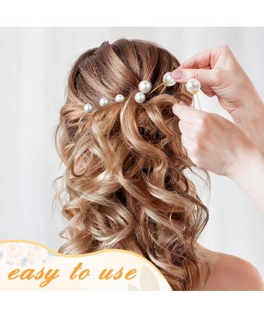 Kiiwah 32-Piece Pearl Hair Pins - Bridal U-Shaped Accessories for Weddings Proms & Parties - 4 Sizes - Gold - Buy Online on GoSupps.com