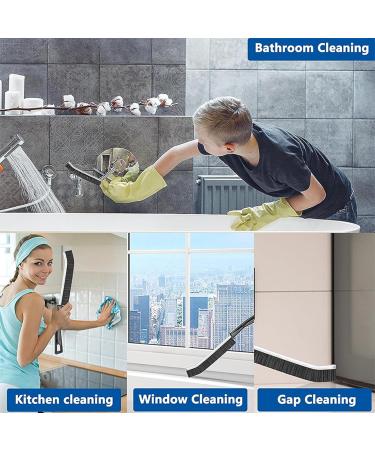 Hard Bristle Crevice Cleaning Brush: 4Pcs Long Handle Gap Cleaning Brush - Multifunctional Grout Cleaner Brush Household Crevice Cleaning Tools - Small Cleaning Scrub Brush for Corner Kitchen Bathroom 2 Black & 2 White - Buy Online on GoSupps.com