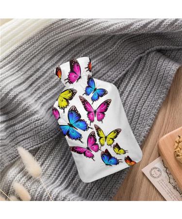 Colorful Butterfly Hot Water Bottle with Plush Cover - Hand Warmer for Adults & Kids | 26.5x15.3cm - International Shipping - Buy Online on GoSupps.com