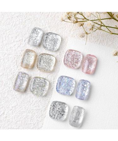 Glitter Gel Polish Sparkly Gel Nail Polish Champagne Nail Polish 6 Colors Glitter Gel Nail Polish Set Shimmer Sliver Gold Champagne Nail Gel Sparkling Polish DIY Manicure Nail - Buy Online on GoSupps.com