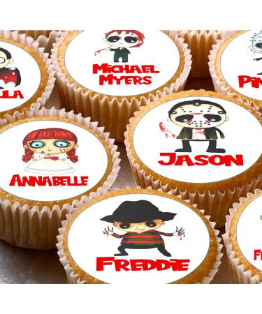 24 Horror Characters pre-cut edible kids childrens party decorations cupcake wafer toppers - Buy Online on GoSupps.com