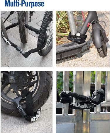 Ndile Bicycle Lock - Secure 3.2ft Chain with 2 Unlocking Options | 6mm Hardened Steel for Bikes Motorcycles eBikes & Scooters | High Safety Durable Black - Buy Online on GoSupps.com