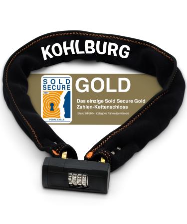 Kohlburg solid 110cm bicycle lock Number lock with maximum safety Sold Secure Gold - Safe chain lock with numbers & 8mm chain - lock with a number code for bicycle e -bike & motorcycle - Buy Online on GoSupps.com