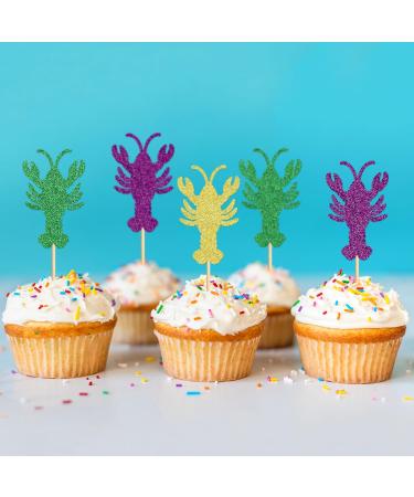Ercadio 24 Pack Mardi Gras Lobster Cupcake Toppers Mardi Gras Cupcake Picks Mask Cupcake Toppers for Bachelorette Mardi Gras Party Baby Shower Birthday Party Cake Decorations Supplies Pattern-4 - Buy Online on GoSupps.com